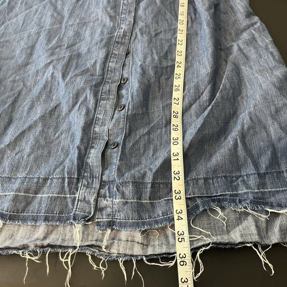 Madewell Shirt Dress Womens Large Blue Button Front Short Sleeve Collared 200 - Picture 9 of 9